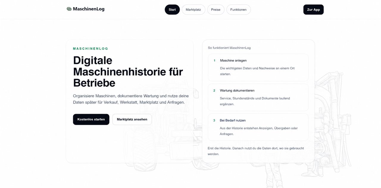 Screenshot MaschinenLog Webanwendung